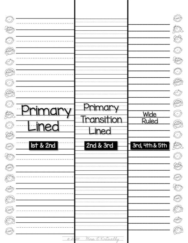primary transitional lined writing paper